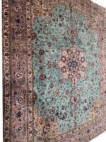 Handwoven Persian Tabriz Rug (50 Raj Turquoise Medallion) – Item #152 - Image 3