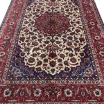 Handwoven Persian Isfahan Rug (Ivory & Royal Red Medallion) – Item #153