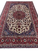 Handwoven Persian Isfahan Rug (Ivory & Royal Red Medallion) – Item #153