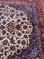 Handwoven Persian Isfahan Rug (Ivory & Royal Red Medallion) – Item #153 - Image 9