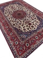 Handwoven Persian Isfahan Rug (Ivory & Royal Red Medallion) – Item #153 - Image 5