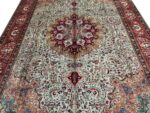 Handwoven Persian Tabriz Rug (50 Raj Sage Green & Burgundy Medallion) – Item #154 - Image 2