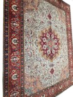 Handwoven Persian Tabriz Rug (50 Raj Sage Green & Burgundy Medallion) – Item #154 - Image 3