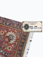 Handwoven Persian Tabriz Rug (50 Raj Sage Green & Burgundy Medallion) – Item #154 - Image 8