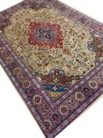 Masterpiece Hand-Knotted Tabriz Rug – Unique Colorway & Geometric Medallion Design | Item 162 - Image 7