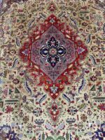 Masterpiece Hand-Knotted Tabriz Rug – Unique Colorway & Geometric Medallion Design | Item 162 - Image 4
