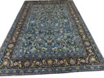 Exclusive Hand-Knotted Kashan Rug – Vibrant Turquoise All-Over Islimi & Boteh Design with Weaver’s Signature | Item 166