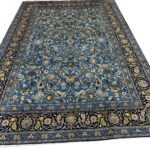 Exclusive Hand-Knotted Kashan Rug – Vibrant Turquoise All-Over Islimi & Boteh Design with Weaver’s Signature | Item 166