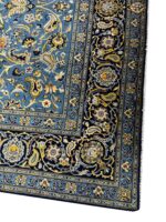 Exclusive Hand-Knotted Kashan Rug – Vibrant Turquoise All-Over Islimi & Boteh Design with Weaver’s Signature | Item 166 - Image 7
