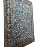 Exclusive Hand-Knotted Kashan Rug – Vibrant Turquoise All-Over Islimi & Boteh Design with Weaver’s Signature | Item 166 - Image 4