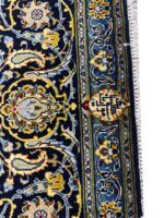 Exclusive Hand-Knotted Kashan Rug – Vibrant Turquoise All-Over Islimi & Boteh Design with Weaver’s Signature | Item 166 - Image 6
