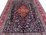Exquisite Hand-Knotted Sarouk Rug – Royal Central Medallion Floral Design in Midnight Navy & Crimson | Item 168 - Image 8