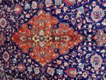 Exquisite Hand-Knotted Sarouk Rug – Royal Central Medallion Floral Design in Midnight Navy & Crimson | Item 168 - Image 3