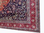 Exquisite Hand-Knotted Sarouk Rug – Royal Central Medallion Floral Design in Midnight Navy & Crimson | Item 168 - Image 4