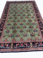 Top-Quality Masterpiece Hand-Knotted Tabriz Rug – Rare All-Over Green Islimi Floral Design with Silk Highlights | Item 172