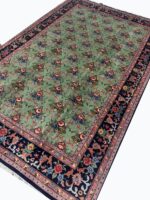 Top-Quality Masterpiece Hand-Knotted Tabriz Rug – Rare All-Over Green Islimi Floral Design with Silk Highlights | Item 172 - Image 6