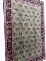 Top-Quality Masterpiece Hand-Knotted Tabriz Rug – Rare All-Over Green Islimi Floral Design with Silk Highlights | Item 172 - Image 4
