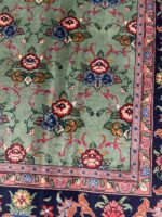 Top-Quality Masterpiece Hand-Knotted Tabriz Rug – Rare All-Over Green Islimi Floral Design with Silk Highlights | Item 172 - Image 5