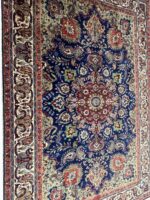 Authentic Handwoven Tabriz Fine Oriental Carpet – Royal Blue Central Medallion Design | Item 176 - Image 5