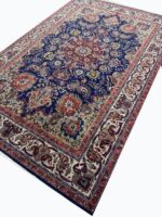 Authentic Handwoven Tabriz Fine Oriental Carpet – Royal Blue Central Medallion Design | Item 176 - Image 4
