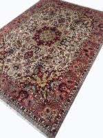 Masterpiece Handwoven Tabriz Fine Oriental Carpet – Ivory Field with Star Medallion & Shah Abbasi Floral Design | Item 177 - Image 4