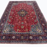 Fine Handwoven Sarouk Carpet – Royal Crimson & Navy Central Medallion Design | Item 180