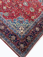 Fine Handwoven Sarouk Carpet – Royal Crimson & Navy Central Medallion Design | Item 180 - Image 7