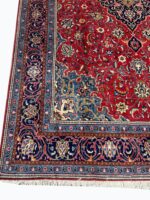 Fine Handwoven Sarouk Carpet – Royal Crimson & Navy Central Medallion Design | Item 180 - Image 4