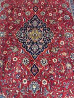 Fine Handwoven Sarouk Carpet – Royal Crimson & Navy Central Medallion Design | Item 180 - Image 3
