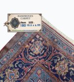 Fine Handwoven Sarouk Carpet – Royal Crimson & Navy Central Medallion Design | Item 180 - Image 8