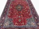 Fine Handwoven Sarouk Carpet – Royal Crimson & Navy Central Medallion Design | Item 180 - Image 2