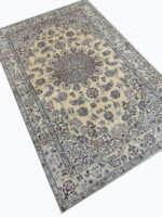 Premium Handwoven Nain Carpet – Fine Wool & Genuine Silk Medallion Design | Item 189 - Image 4