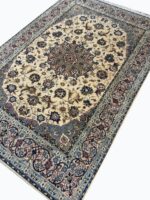 Isfahan Masterpiece Fine Handwoven Carpet – Royal Blue Medallion Design | Item 190 - Image 5