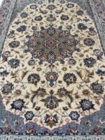 Isfahan Masterpiece Fine Handwoven Carpet – Royal Blue Medallion Design | Item 190 - Image 3
