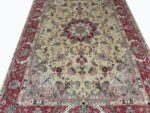 Premium Handwoven Tabriz Carpet – Fine Wool & Genuine Silk Floral Medallion Design | Item 193 - Image 2