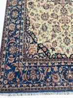 Fine Persian Isfahan Medallion Rug – Ivory Field with Slate Blue Floral Arabesque Design | Item 198 - Image 3