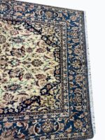 Fine Persian Isfahan Medallion Rug – Ivory Field with Slate Blue Floral Arabesque Design | Item 198 - Image 2