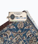 Fine Persian Isfahan Medallion Rug – Ivory Field with Slate Blue Floral Arabesque Design | Item 198 - Image 7