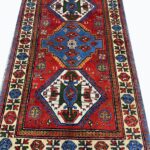 Antique-Style Caucasian Shirvan Design Tribal Rug – Triple Geometric Medallion Wool Carpet | Item 199