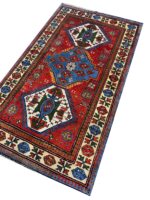 Antique-Style Caucasian Shirvan Design Tribal Rug – Triple Geometric Medallion Wool Carpet | Item 199 - Image 3