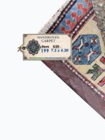 Antique-Style Caucasian Shirvan Design Tribal Rug – Triple Geometric Medallion Wool Carpet | Item 199 - Image 2