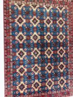 Fine Persian Isfahan All-Over Diamond Trellis Rug – Kork Wool & Silk Hand-Knotted Carpet – Item 205 - Image 5