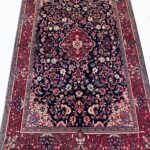 Masterpiece Fine Persian Kashan Rug – Premium Kork Wool Royal Blue Hand-Knotted Carpet – Item 210