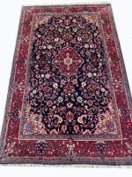 Masterpiece Fine Persian Kashan Rug – Premium Kork Wool Royal Blue Hand-Knotted Carpet – Item 210
