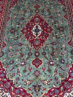 Rare Green Field Hand-Knotted Persian Kashan Rug – Premium Kork Wool Luxury Carpet – Item 160 - Image 8