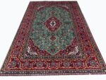 Rare Green Field Hand-Knotted Persian Kashan Rug – Premium Kork Wool Luxury Carpet – Item 160