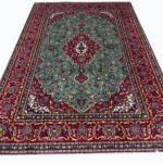 Rare Green Field Hand-Knotted Persian Kashan Rug – Premium Kork Wool Luxury Carpet – Item 160