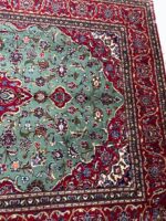 Rare Green Field Hand-Knotted Persian Kashan Rug – Premium Kork Wool Luxury Carpet – Item 160 - Image 4