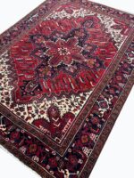 Authentic Hand-Knotted Tribal Heriz Oriental Carpet – Geometric Persian Wool Rug – Item 215 - Image 5