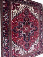 Authentic Hand-Knotted Tribal Heriz Oriental Carpet – Geometric Persian Wool Rug – Item 215 - Image 6